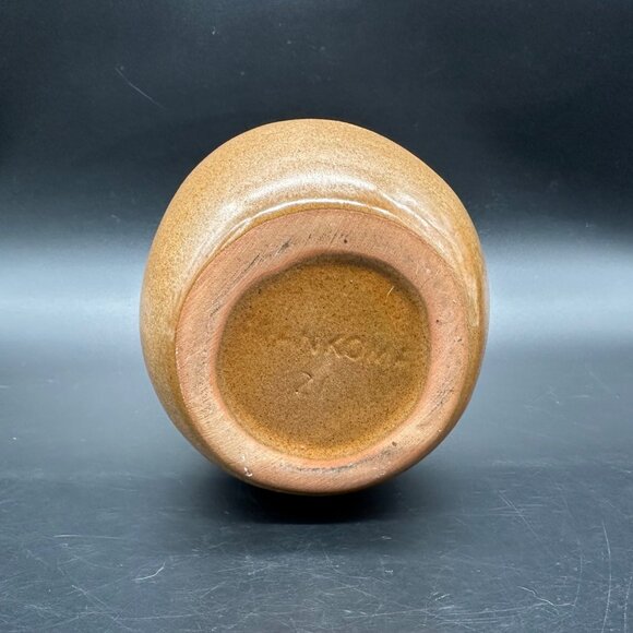Vintage Frankoma Pottery Candle Holder Brown Satin Glaze Abstract Flame #218 - Picture 7 of 10